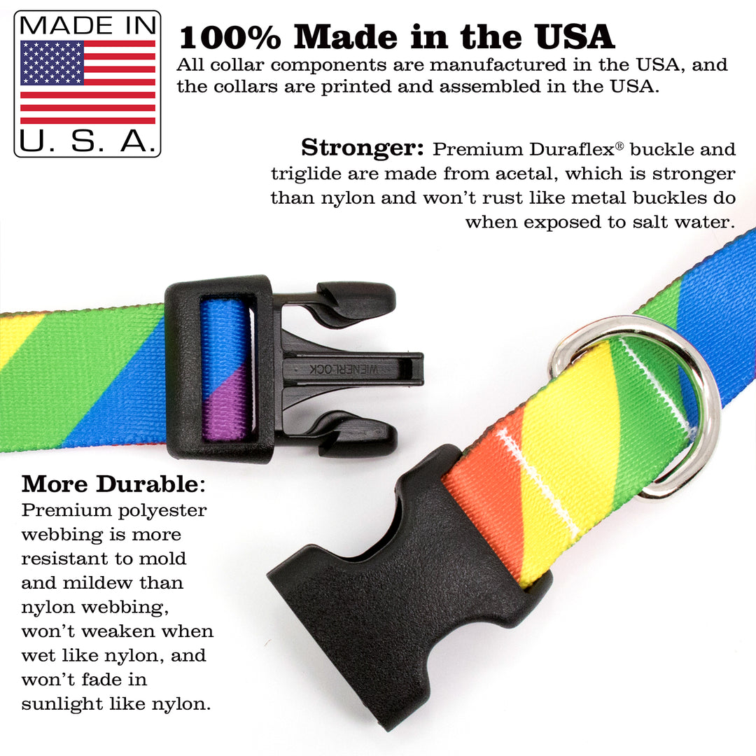 Buttonsmith Rainbow Flag Dog Collar - Made in USA - Buttonsmith Inc.