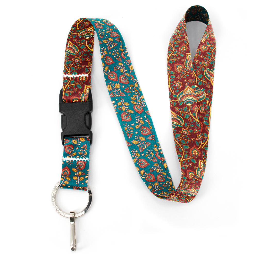 Kalimkari Red Premium Lanyard - with Buckle and Flat Ring - Made in the USA