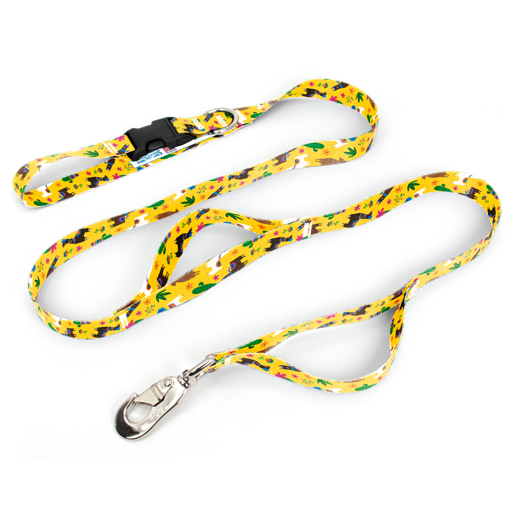 Llama Rama Yellow Fab Grab Leash - Made in USA