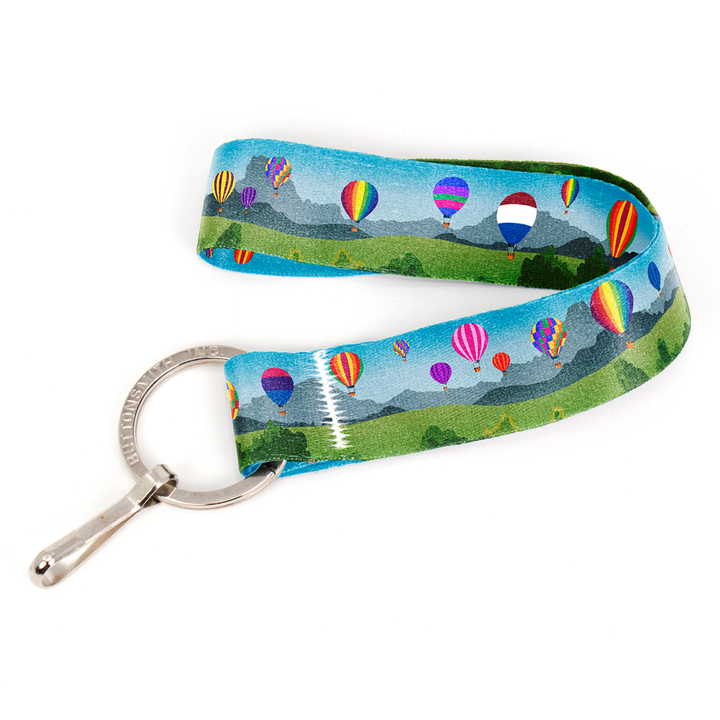 Hot Air Ride Wristlet Lanyard - Short Length with Flat Key Ring and Clip - Made in the USA