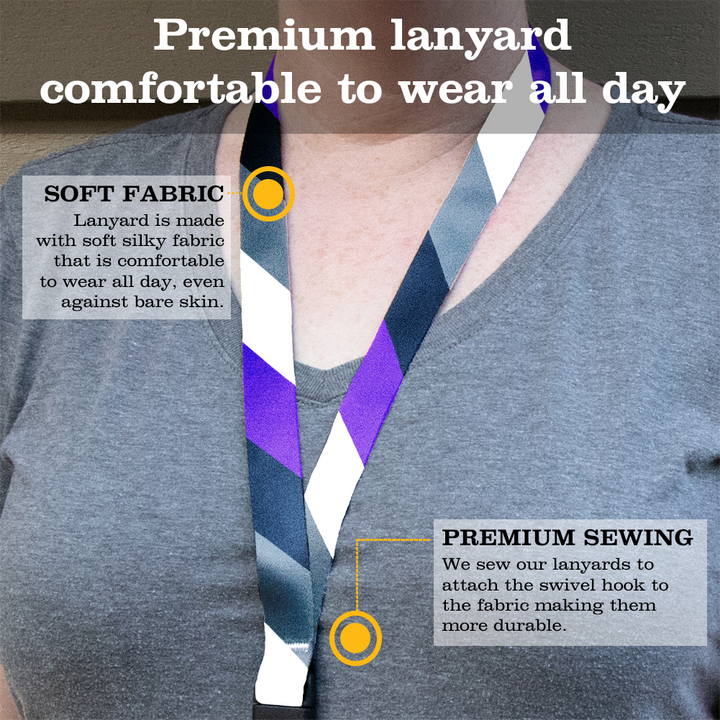 Asexual Pride Premium Lanyard - with Buckle and Flat Ring - Made in the USA