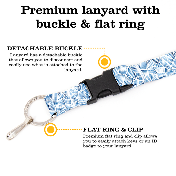 Blue Fractured Breakaway Lanyard - with Buckle and Flat Ring - Made in the USA