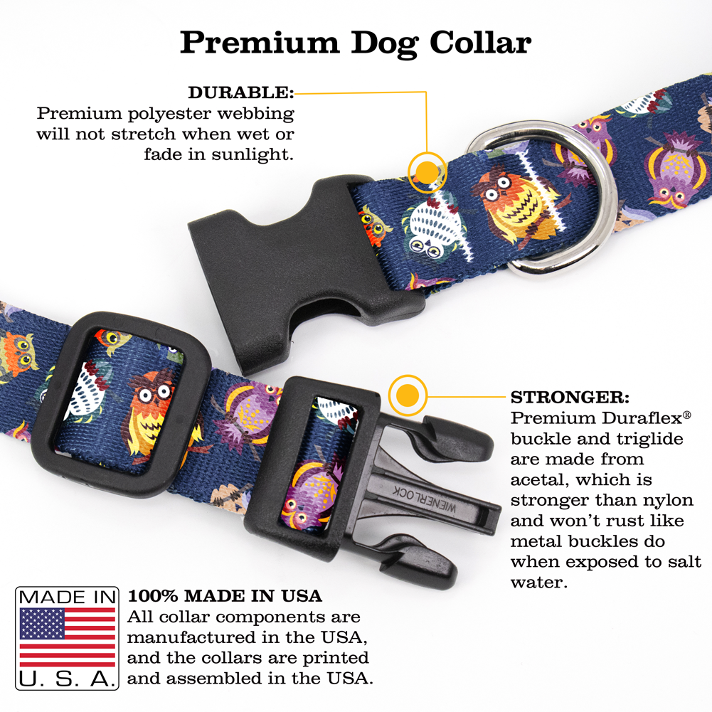 Wise Owls Dog Collar - Made in USA