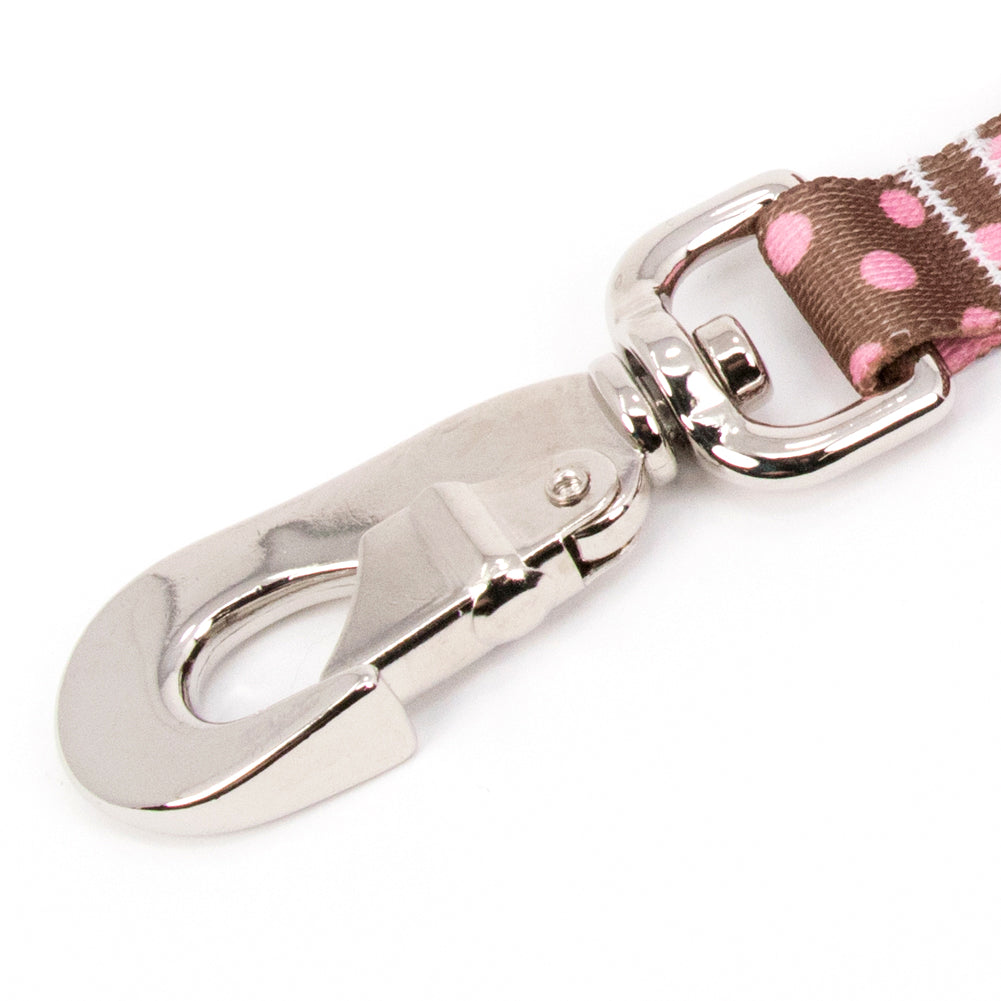 Buttonsmith Cocoa Pink Dots Dog Leash Fadeproof Made in USA - Buttonsmith Inc.