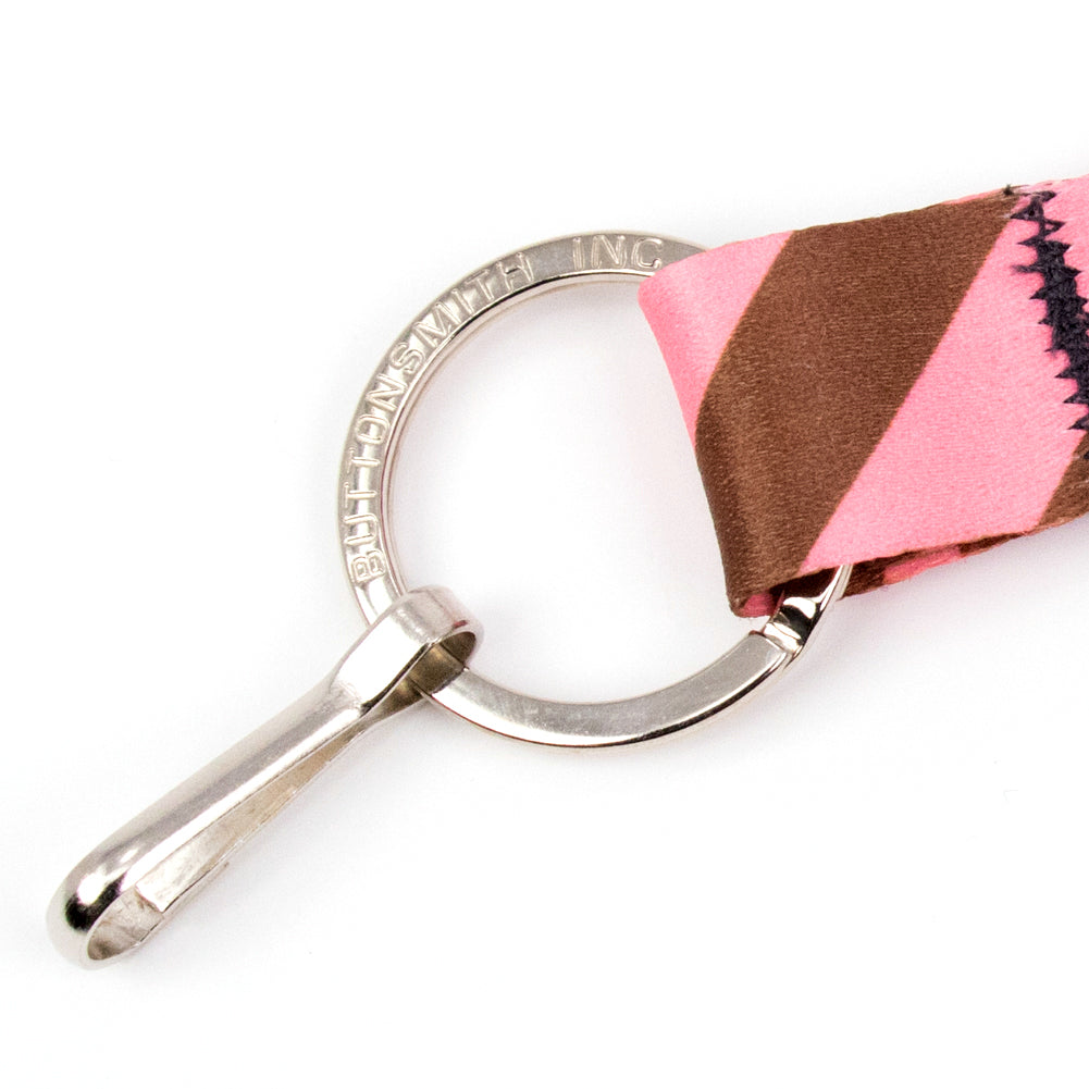 Buttonsmith Cocoa Pink Dots Lanyard - Made in USA - Buttonsmith Inc.