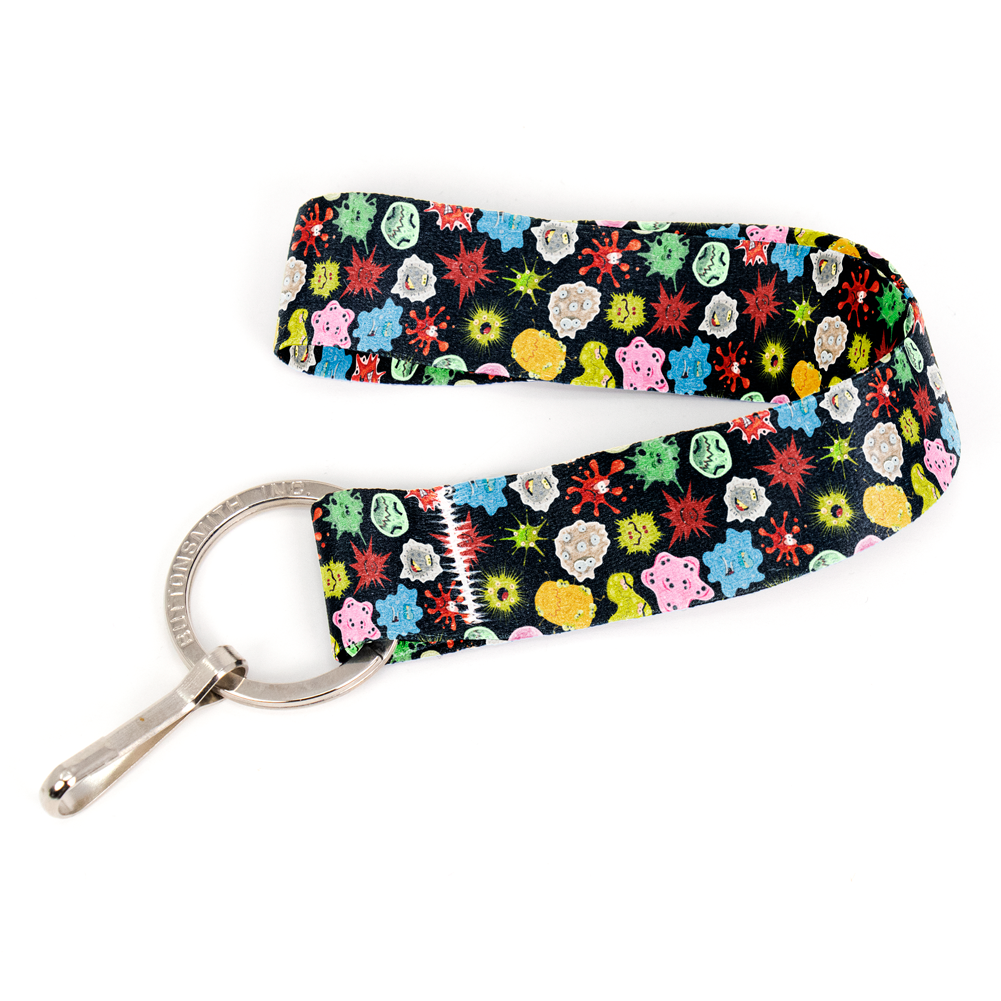 Microbiome Wristlet Lanyard - Short Length with Flat Key Ring and Clip - Made in the USA