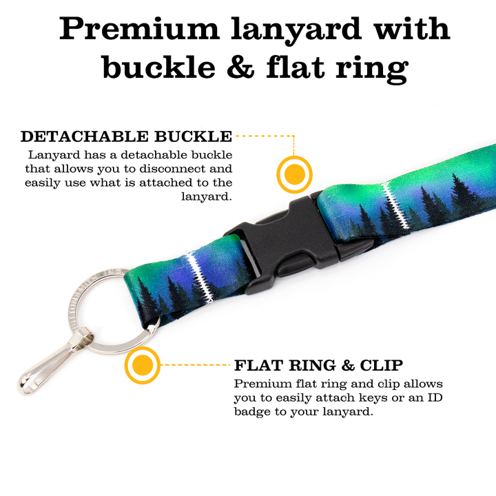 Northern Lights Breakaway Lanyard - with Buckle and Flat Ring - Made in the USA