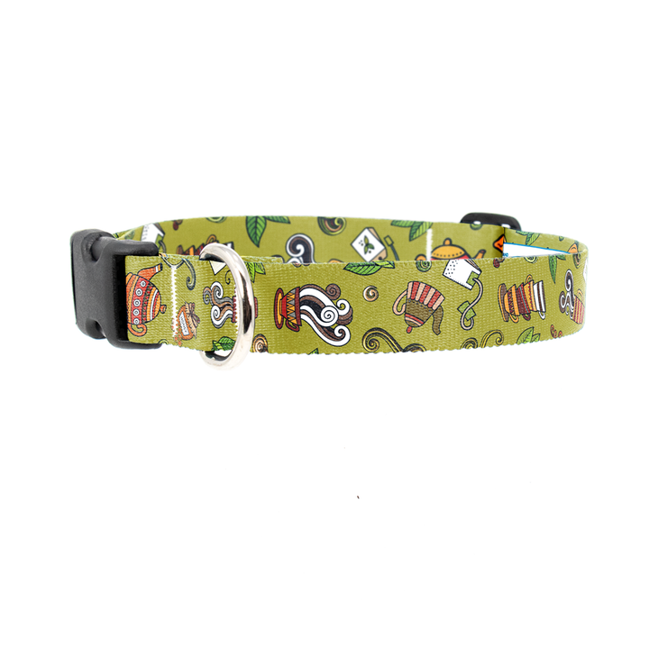 Tea Time Green Dog Collar - Made in USA