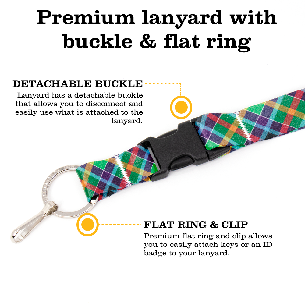 Gallowater Plaid Premium Lanyard - with Buckle and Flat Ring - Made in the USA