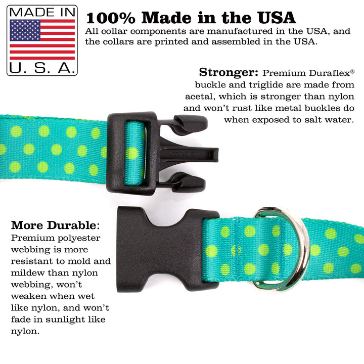 Buttonsmith Aqua Dots Dog Collar - Made in USA - Buttonsmith Inc.