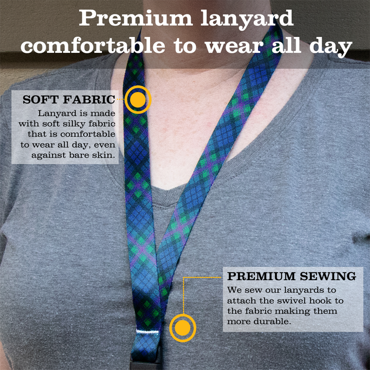 Baird Plaid Breakaway Lanyard - with Buckle and Flat Ring - Made in the USA