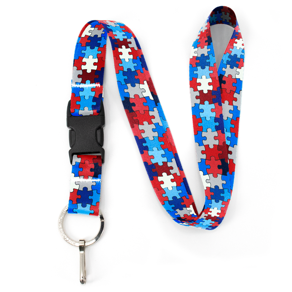 Democracy Puzzle Premium Lanyard - with Buckle and Flat Ring - Made in the USA