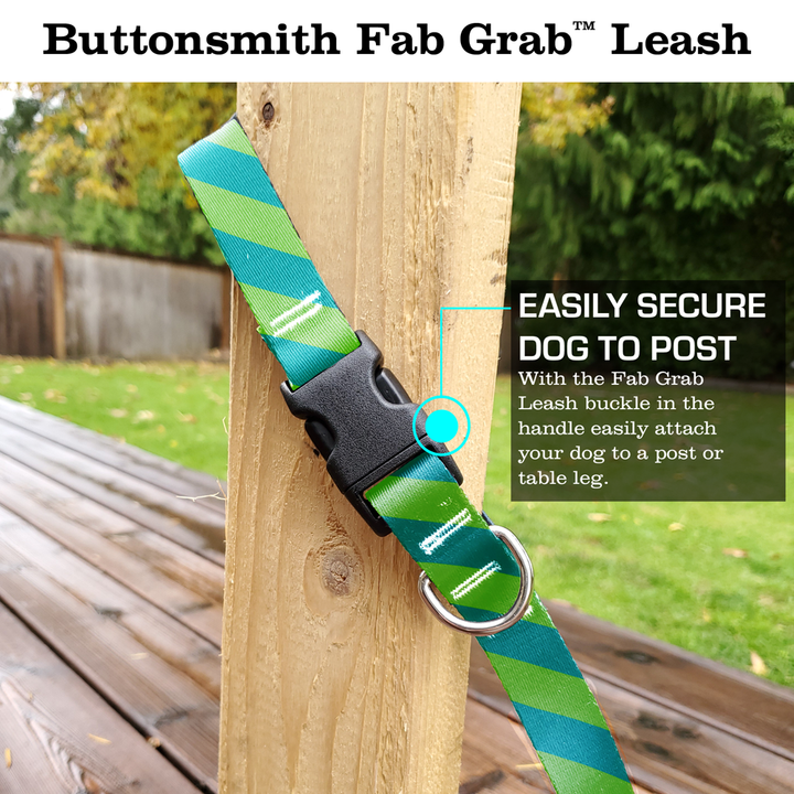 Stripes Aqua Fab Grab Leash - Made in USA