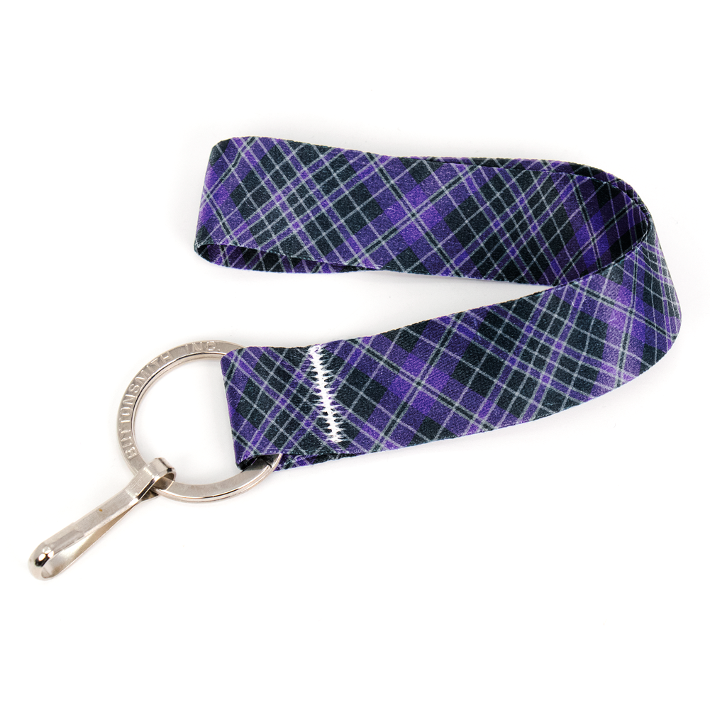 Priest Plaid Wristlet Lanyard - Short Length with Flat Key Ring and Clip - Made in the USA