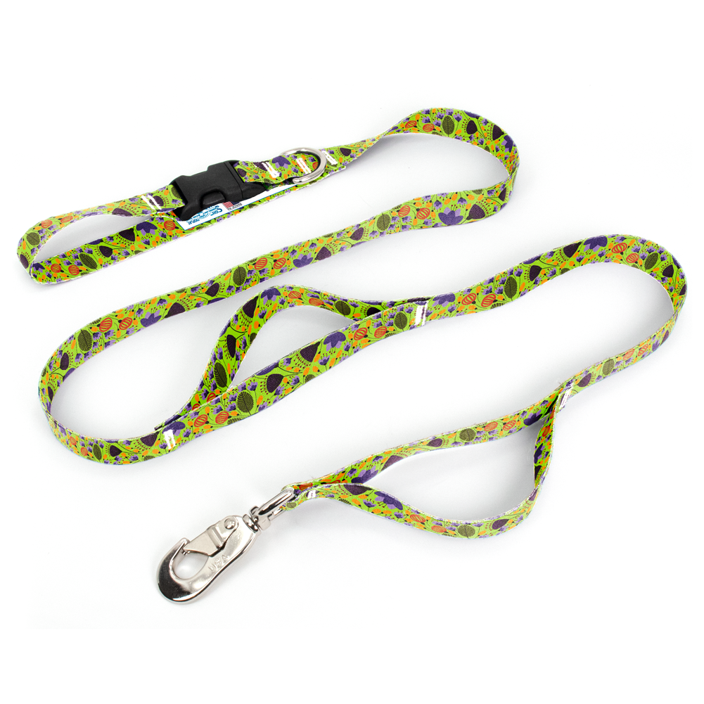 Green & Purple Flowers Fab Grab Leash - Made in USA