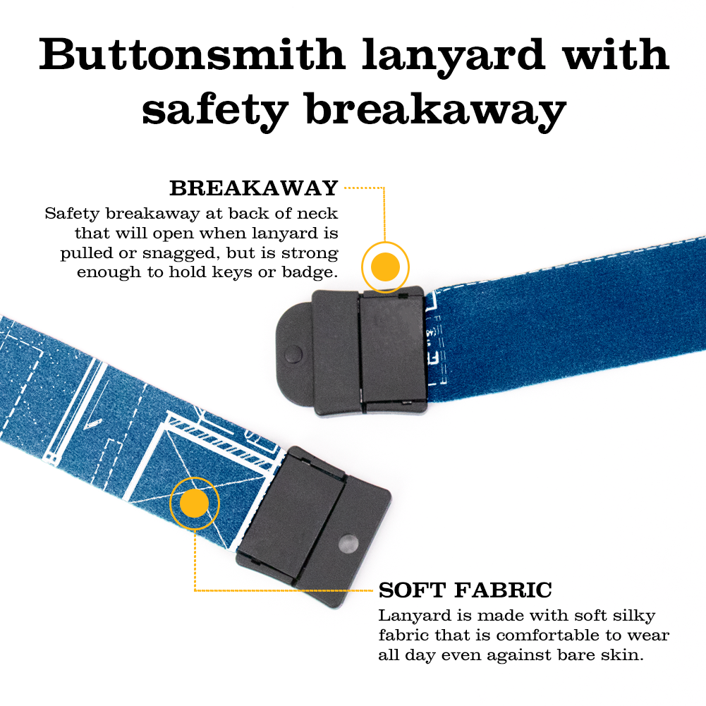 Arch Blueprints Breakaway Lanyard - with Buckle and Flat Ring - Made in the USA