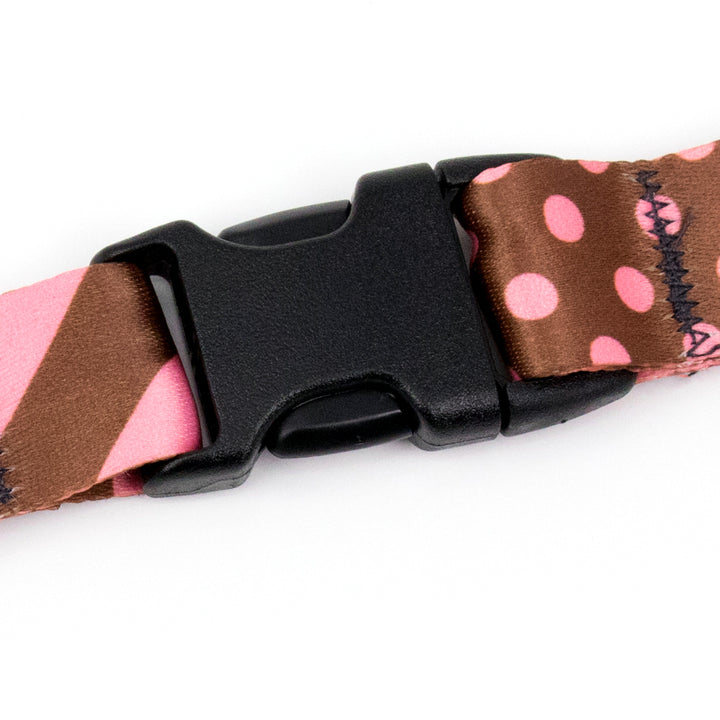 Buttonsmith Cocoa Pink Dots Lanyard - Made in USA - Buttonsmith Inc.