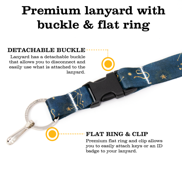 Leo Zodiac Premium Lanyard - with Buckle and Flat Ring - Made in the USA