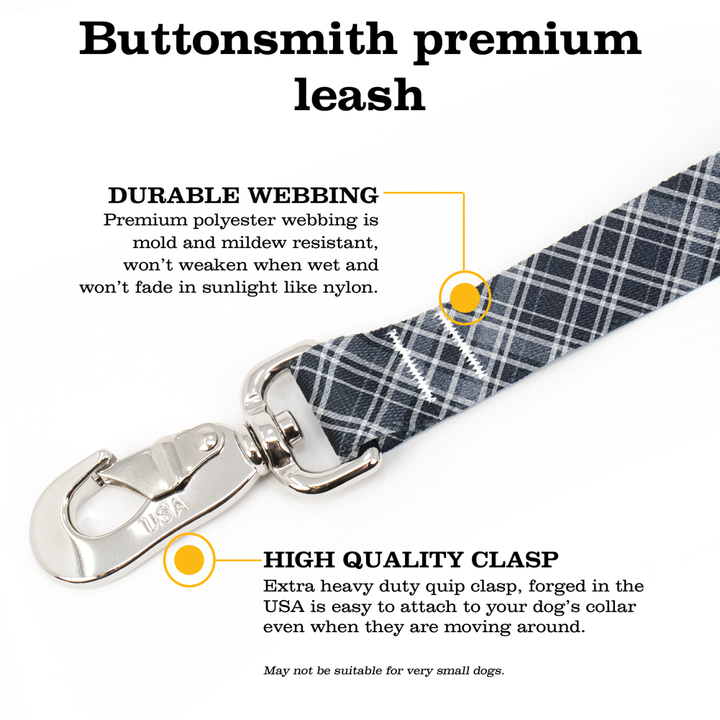 Drummond Grey Plaid Fab Grab Leash - Made in USA