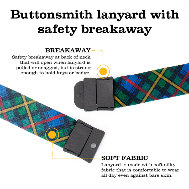 MacLeod of Skye Plaid Breakaway Lanyard - with Buckle and Flat Ring - Made in the USA