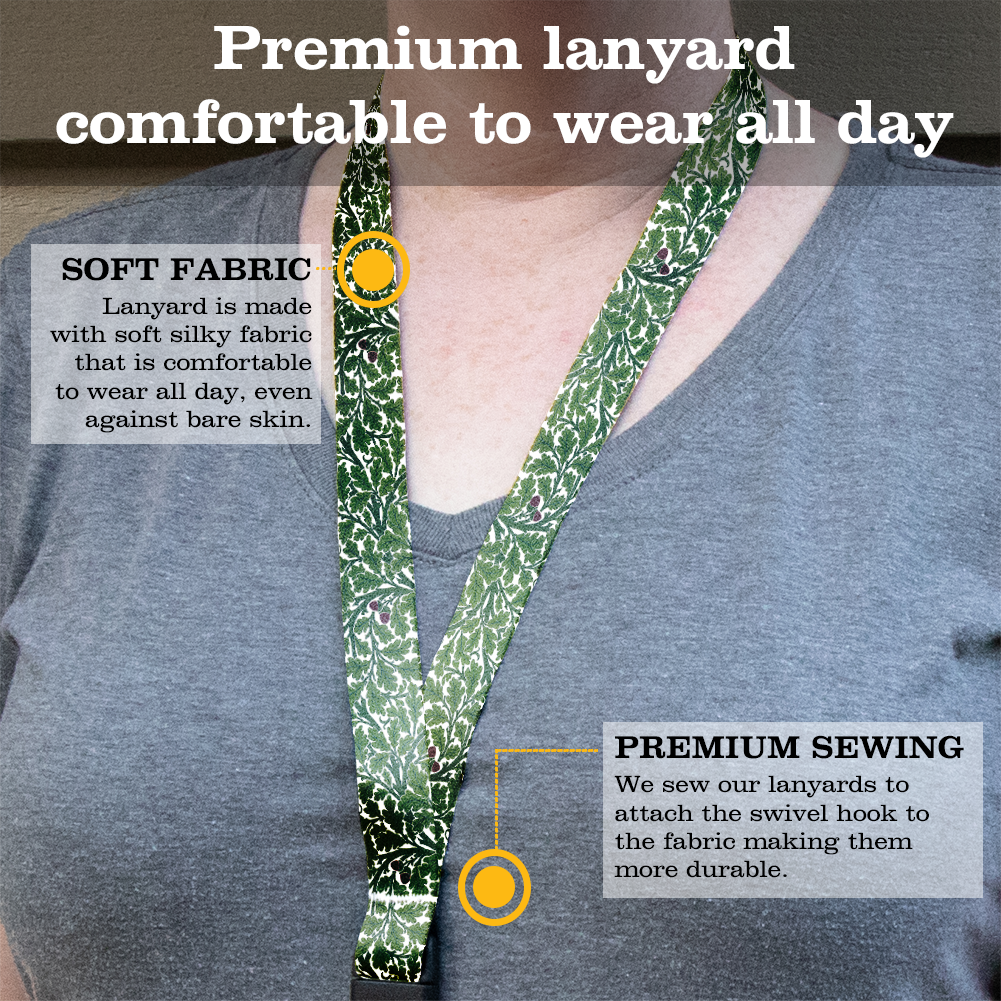 Morris Oak Premium Lanyard - with Buckle and Flat Ring - Made in the USA