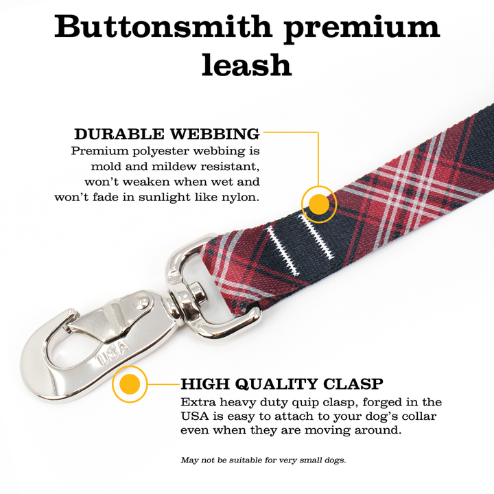 Tweedside Red Plaid Fab Grab Leash - Made in USA