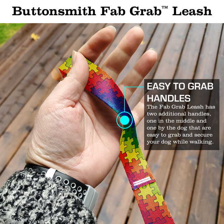 Rainbow Puzzle Fab Grab Leash - Made in USA