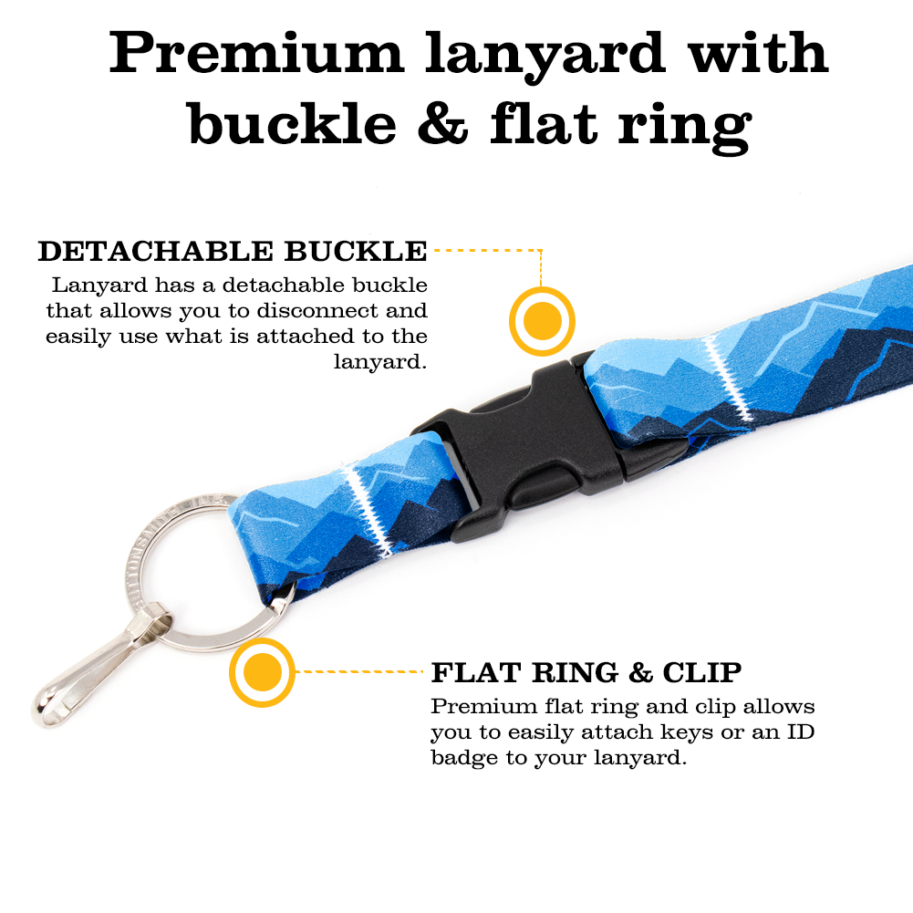 Blue Mountains Breakaway Lanyard - with Buckle and Flat Ring - Made in the USA