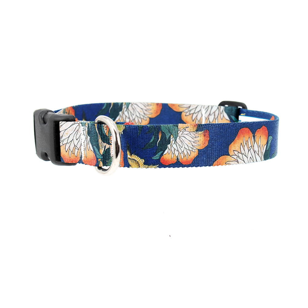 Hokusai Canary and Peony Dog Collar - Made in USA