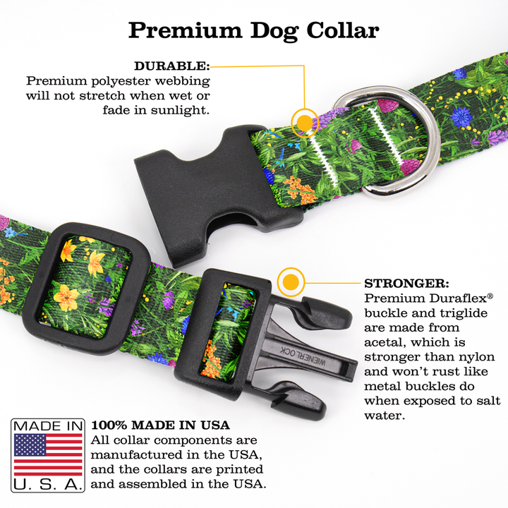 Wildflowers Dog Collar - Made in USA