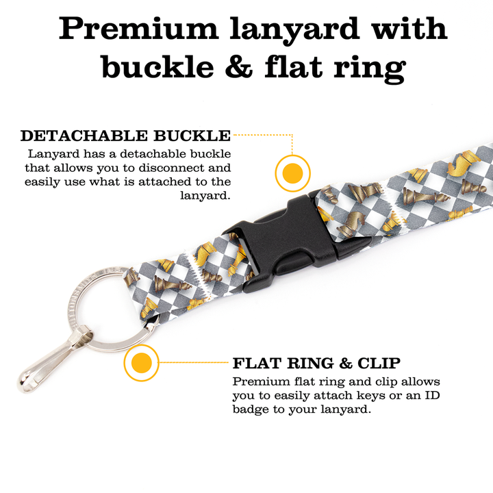 Checkmate Breakaway Lanyard - with Buckle and Flat Ring - Made in the USA