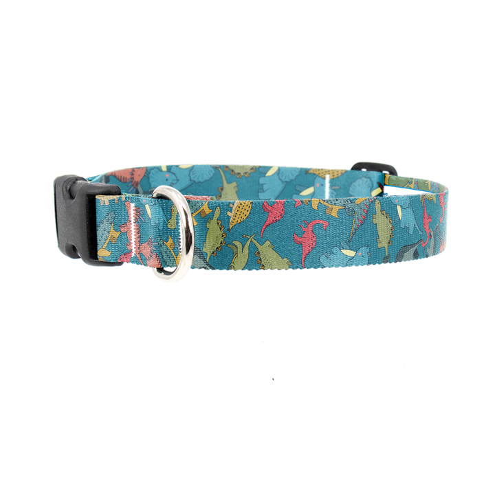 Dinosaurs Blue Dog Collar - Made in USA