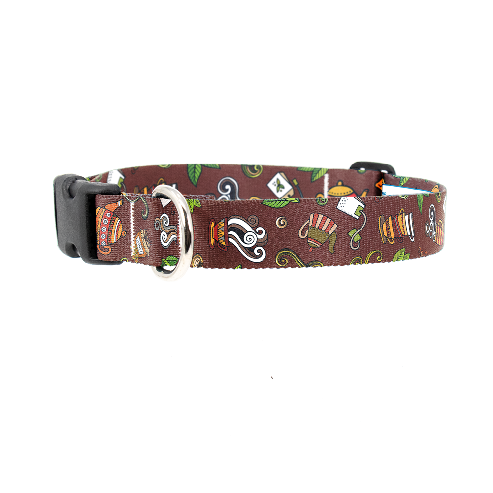 Tea Time Brown Dog Collar - Made in USA