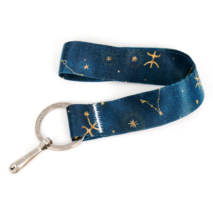 Zodiac Pisces Wristlet Lanyard - Short Length with Flat Key Ring and Clip - Made in the USA