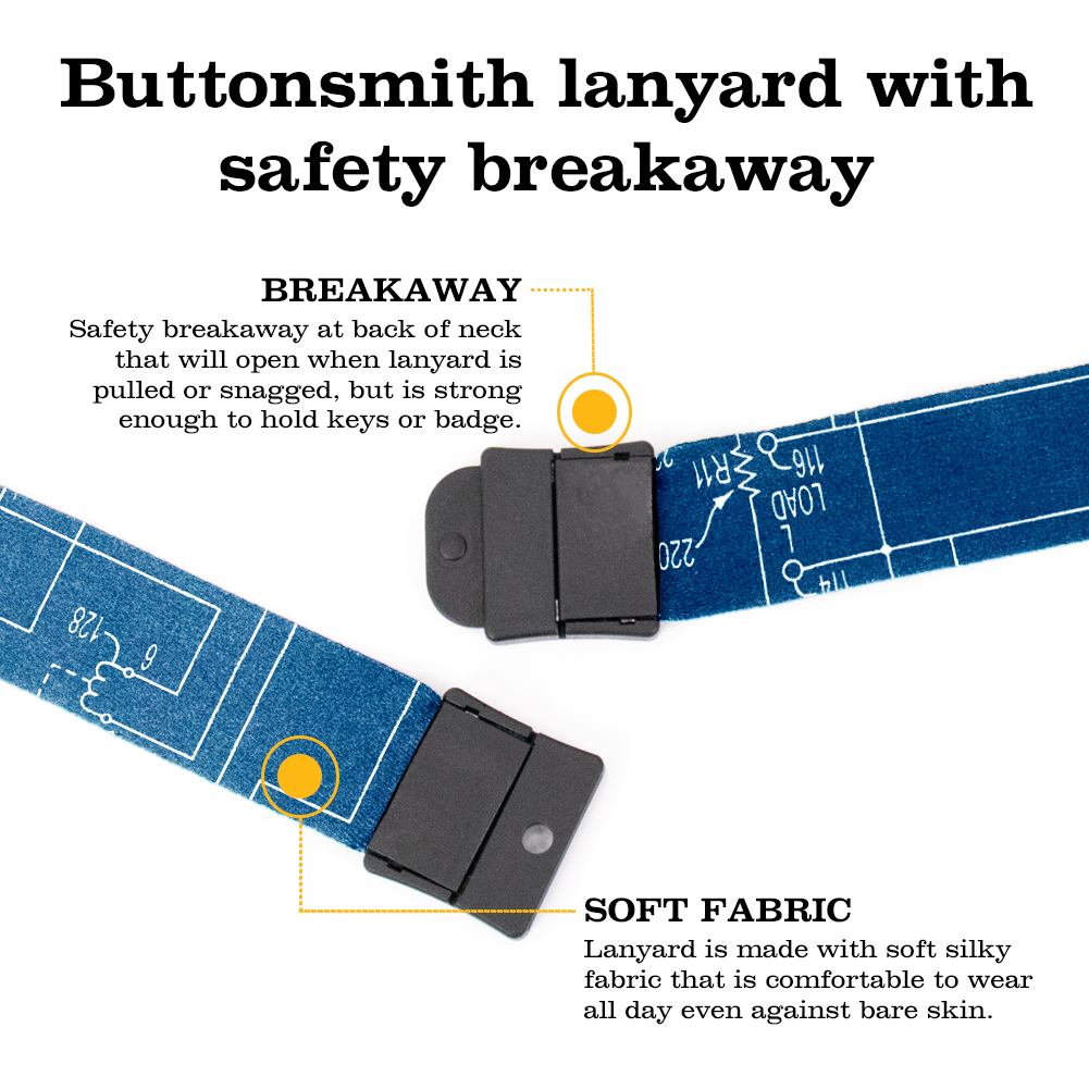 Circuit Blueprints Breakaway Lanyard - with Buckle and Flat Ring - Made in the USA