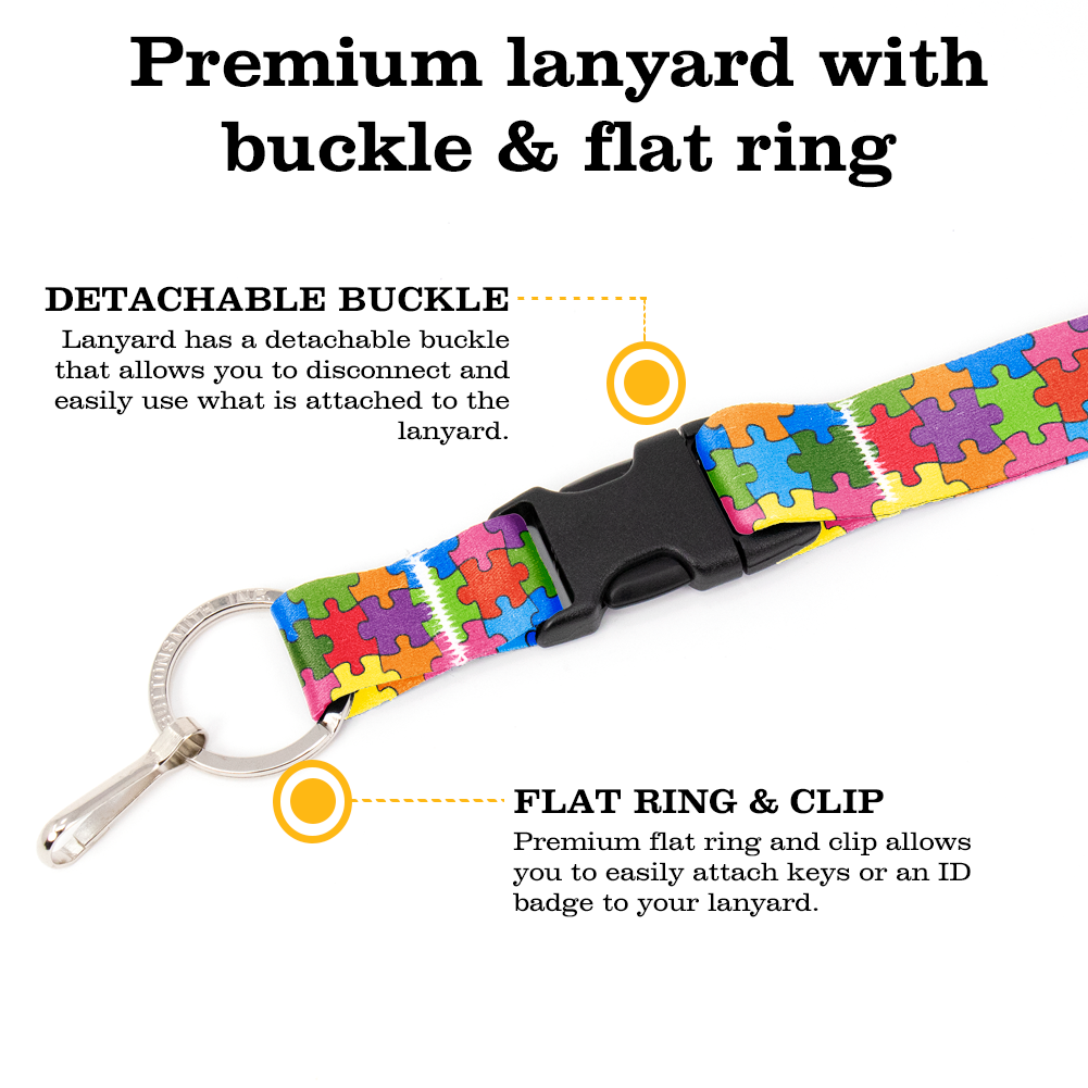 Garden Puzzle Premium Lanyard - with Buckle and Flat Ring - Made in the USA