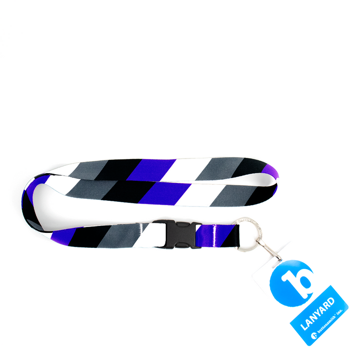 Asexual Pride Premium Lanyard - with Buckle and Flat Ring - Made in the USA