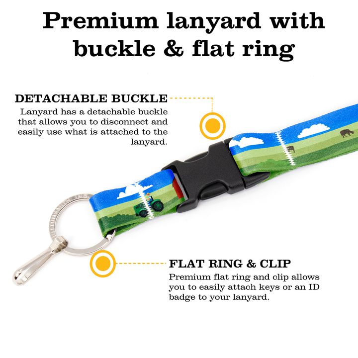 Contented Cows Breakaway Lanyard - with Buckle and Flat Ring - Made in the USA