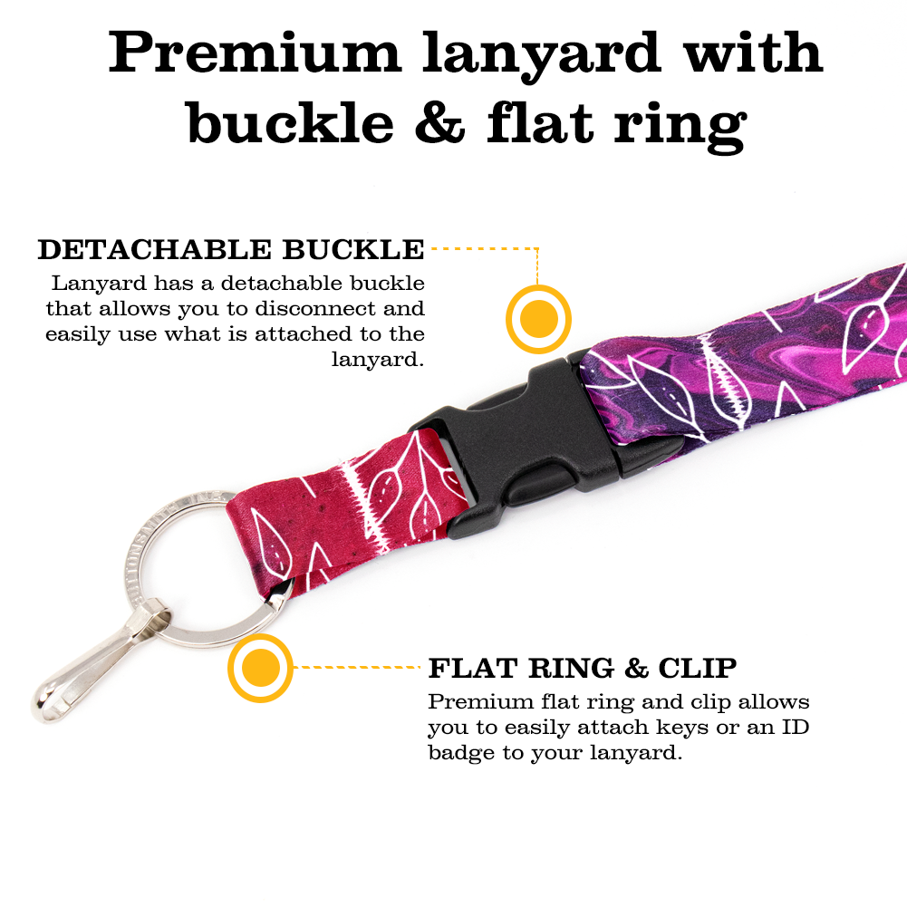 Magenta Love Breakaway Lanyard - with Buckle and Flat Ring - Made in the USA