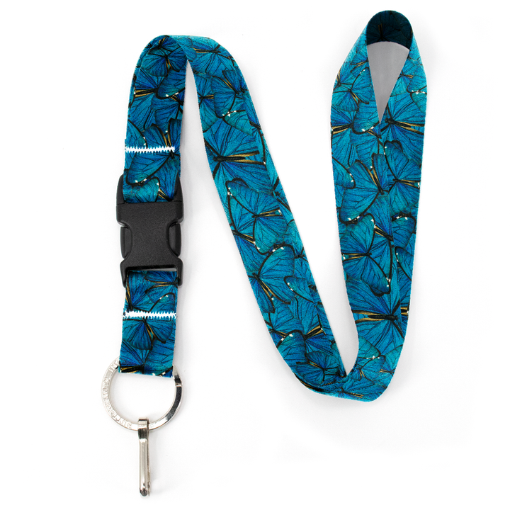 Blue Morpho Premium Lanyard - with Buckle and Flat Ring - Made in the USA