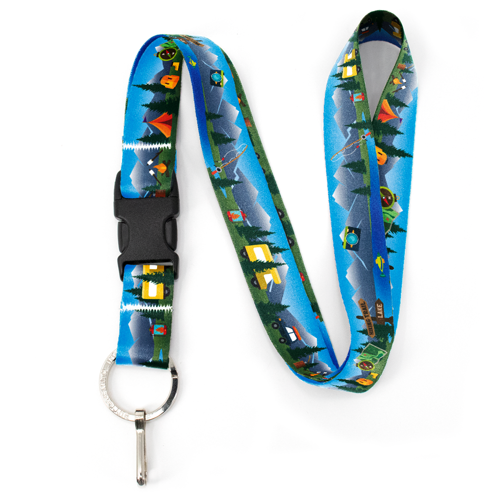 Happy Camper Premium Lanyard - with Buckle and Flat Ring - Made in the USA