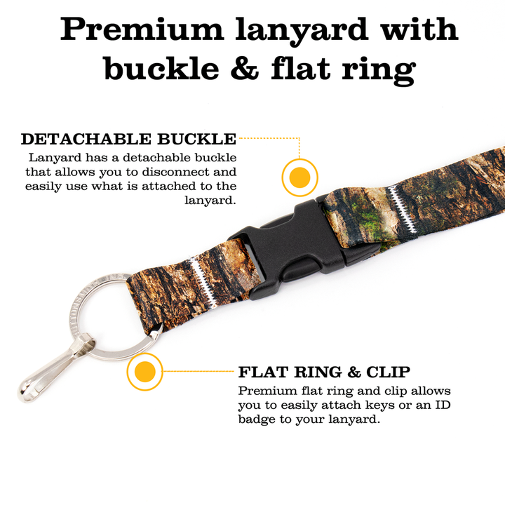 Cedar Bark Premium Lanyard - with Buckle and Flat Ring - Made in the USA