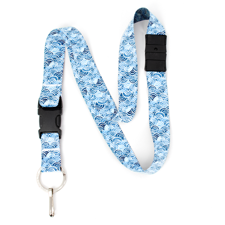 Blue Scallops Breakaway Lanyard - with Buckle and Flat Ring - Made in the USA