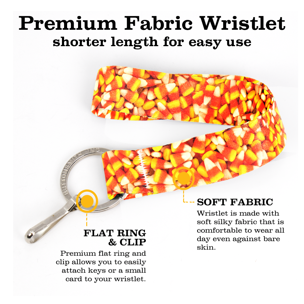 Candy Corn Wristlet Lanyard - with Buckle and Flat Ring - Made in the USA