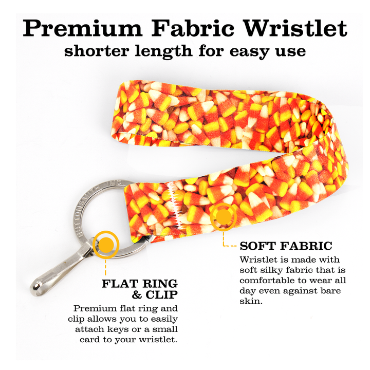 Candy Corn Wristlet Lanyard - with Buckle and Flat Ring - Made in the USA