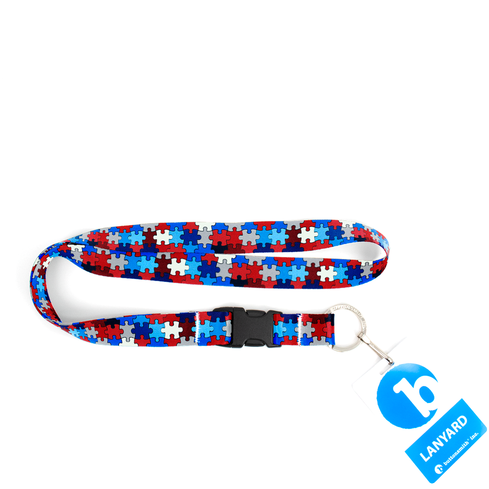 Democracy Puzzle Premium Lanyard - with Buckle and Flat Ring - Made in the USA