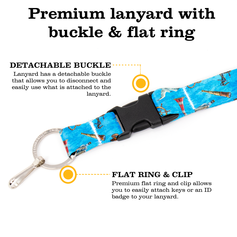 Ocean Breeze Premium Lanyard - with Buckle and Flat Ring - Made in the USA