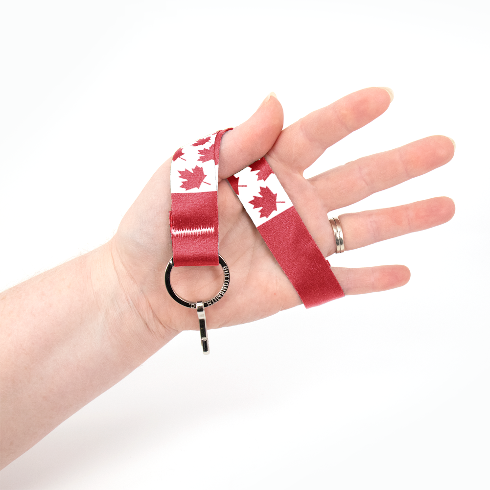 O'Canada Wristlet Lanyard - Short Length with Flat Key Ring and Clip - Made in the USA