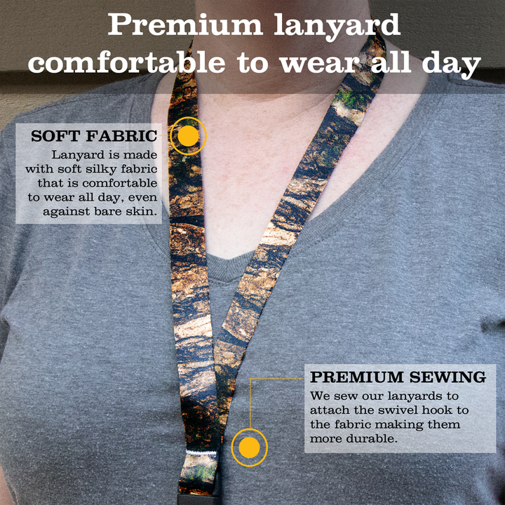 Cedar Bark Premium Lanyard - with Buckle and Flat Ring - Made in the USA