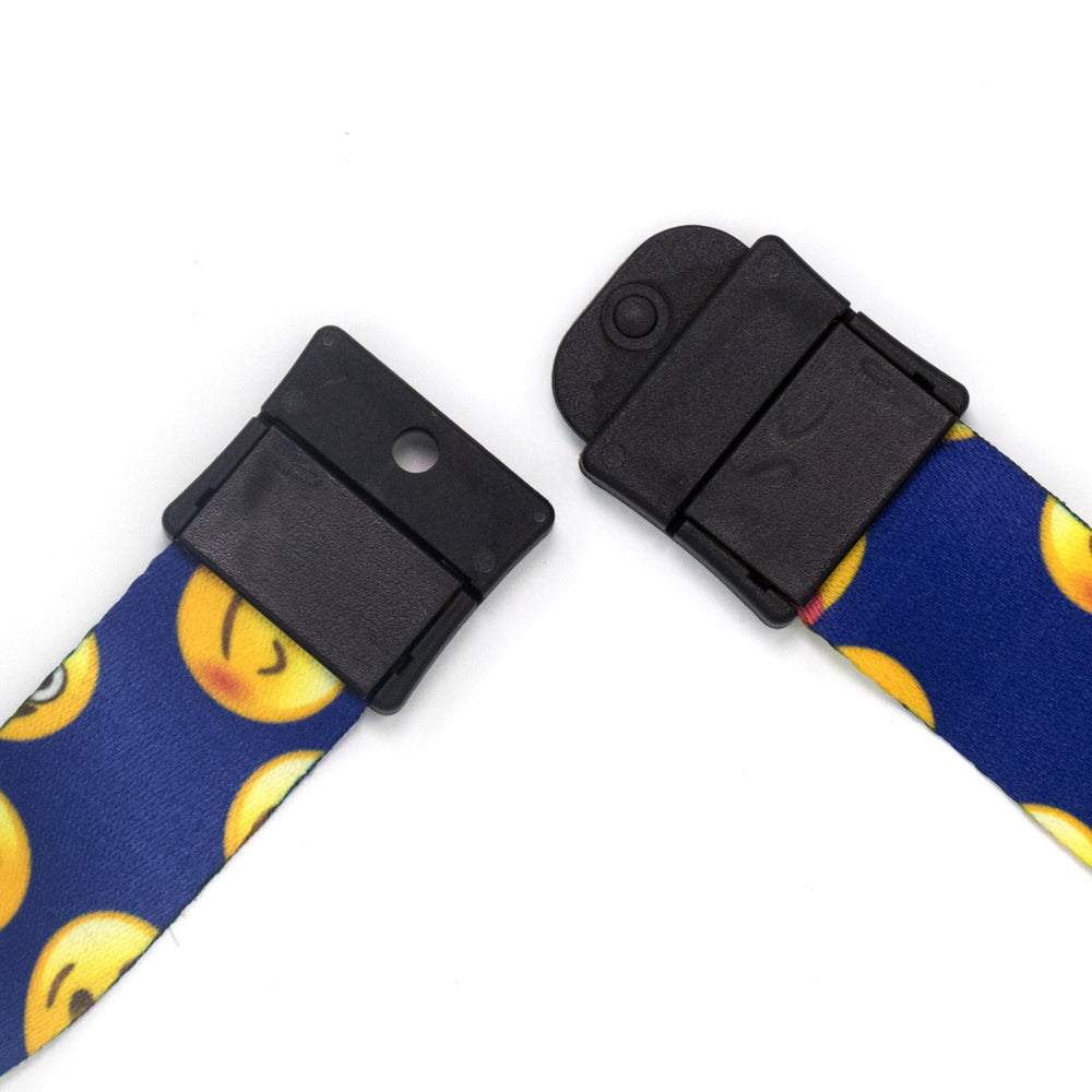 Buttonsmith Emoji Blue Breakaway Lanyard - Made in USA - Buttonsmith Inc.